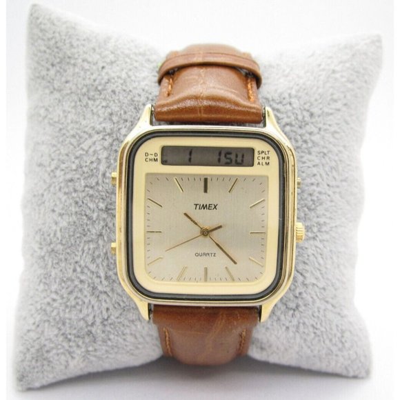 Timex Accessories Mens Vintage Timex Quartz Digitalanalog 33mm Dial